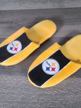 FOCO NFL Men's Large 11-12 NFL Pittsburgh Steelers Big Logo Color Edge Slippers